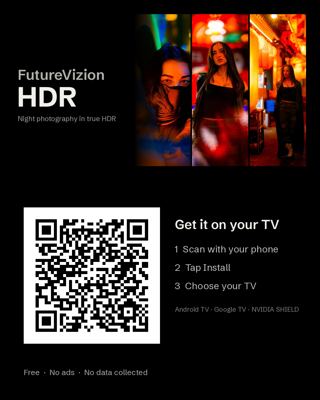 Scan with your phone, tap Install, choose your TV